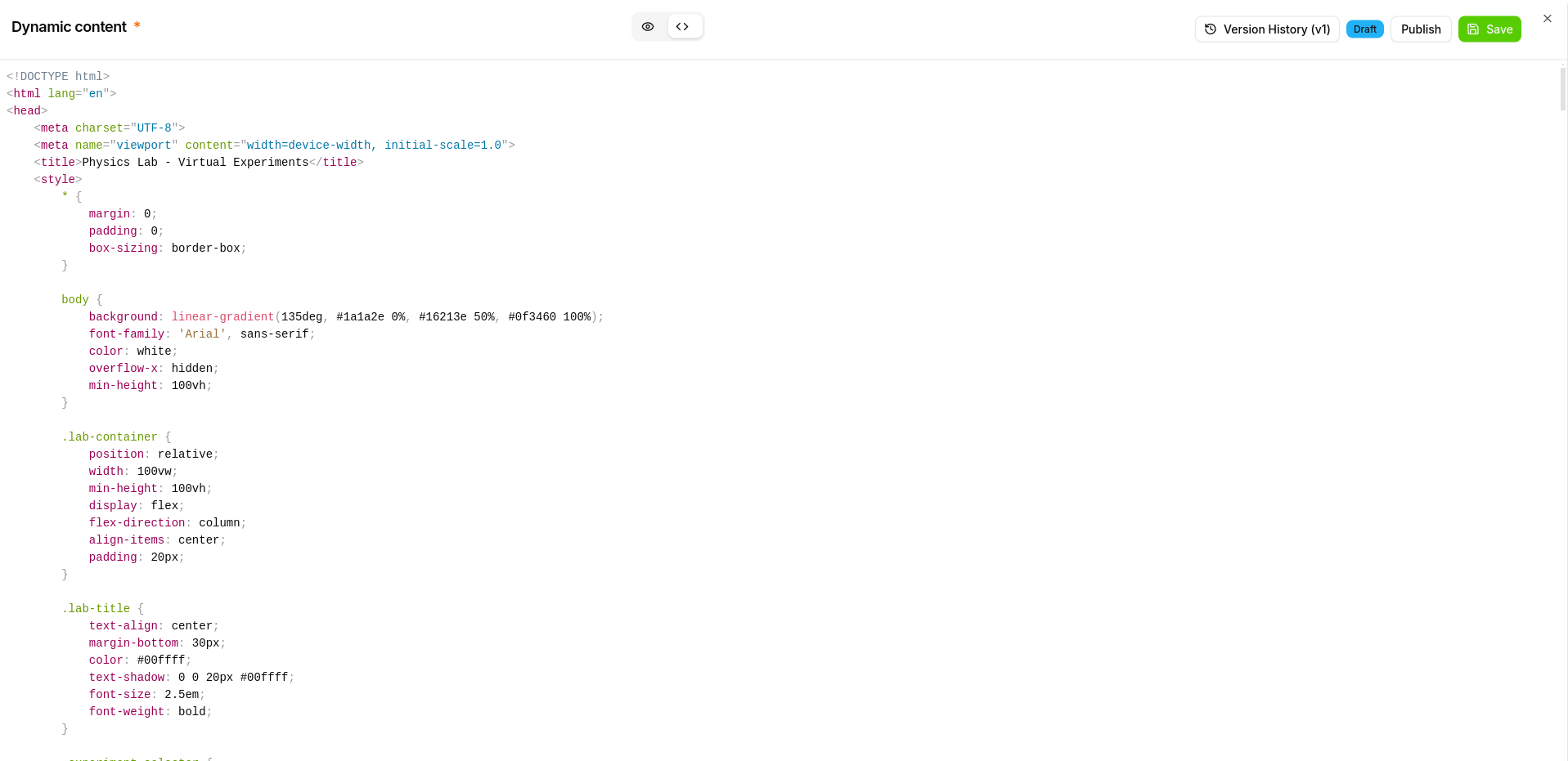Dynamic Content HTML Editor