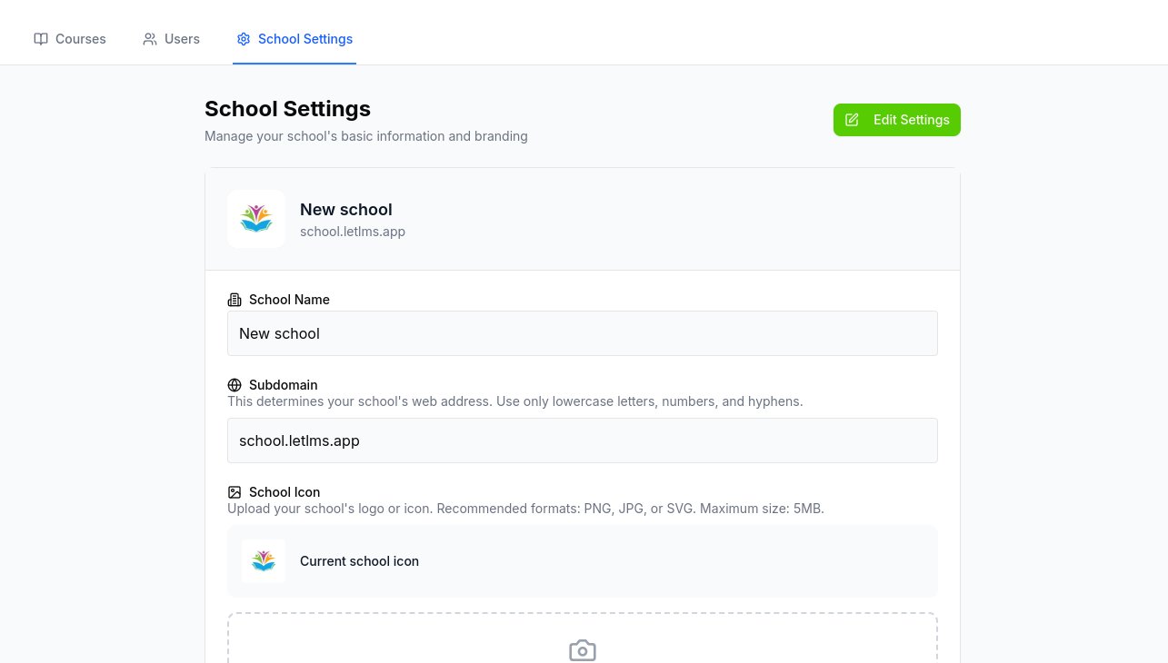 School settings interface