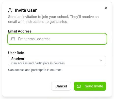 User Invitation Interface